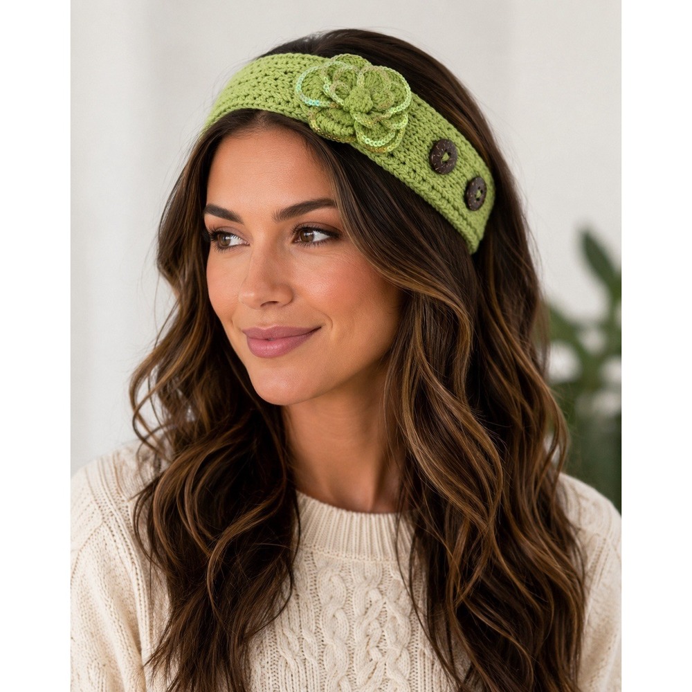 C.C Exclusives Knit Headband Neck Warmer Lot 5 Crochet Flower Sequin Button Boho